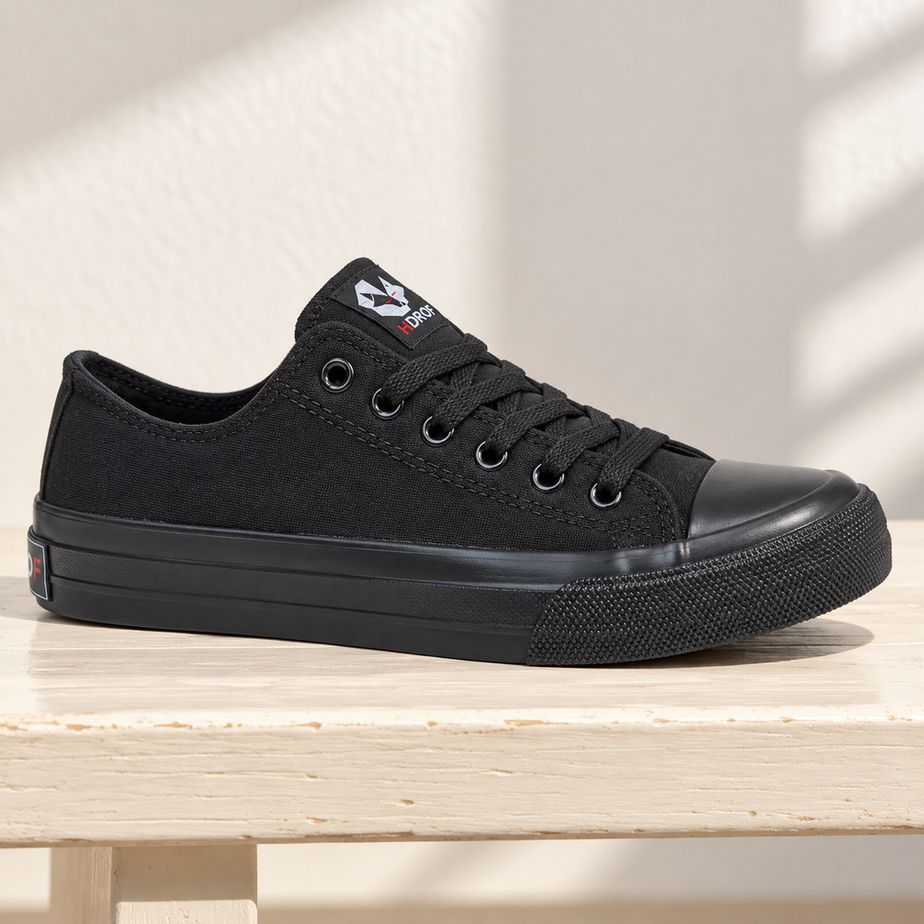 Tenis negros de lona · vista de detalle · SKU 41014