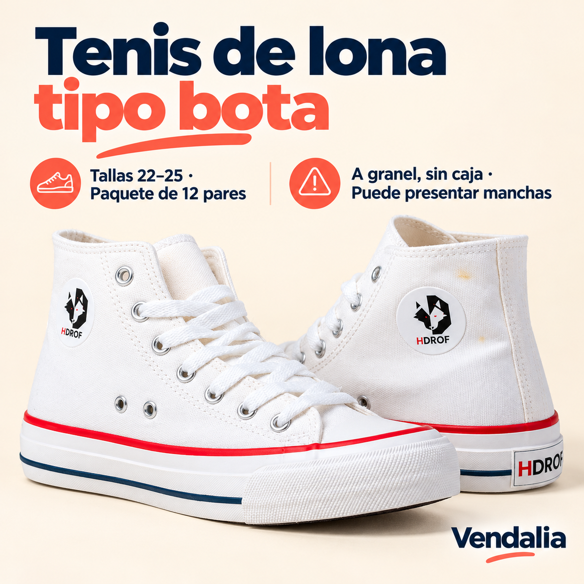 Tenis de lona tipo bota · presentación Vendalia · SKU 41505