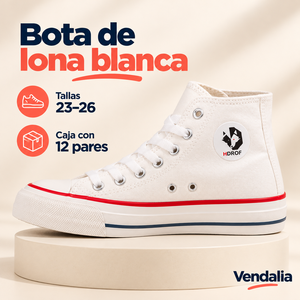 Bota de lona blanca · presentación Vendalia · SKU 41511