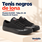 Tenis negros de lona · presentación Vendalia · SKU 43740