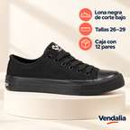Lona negra de corte bajo · presentación Vendalia · SKU 43744