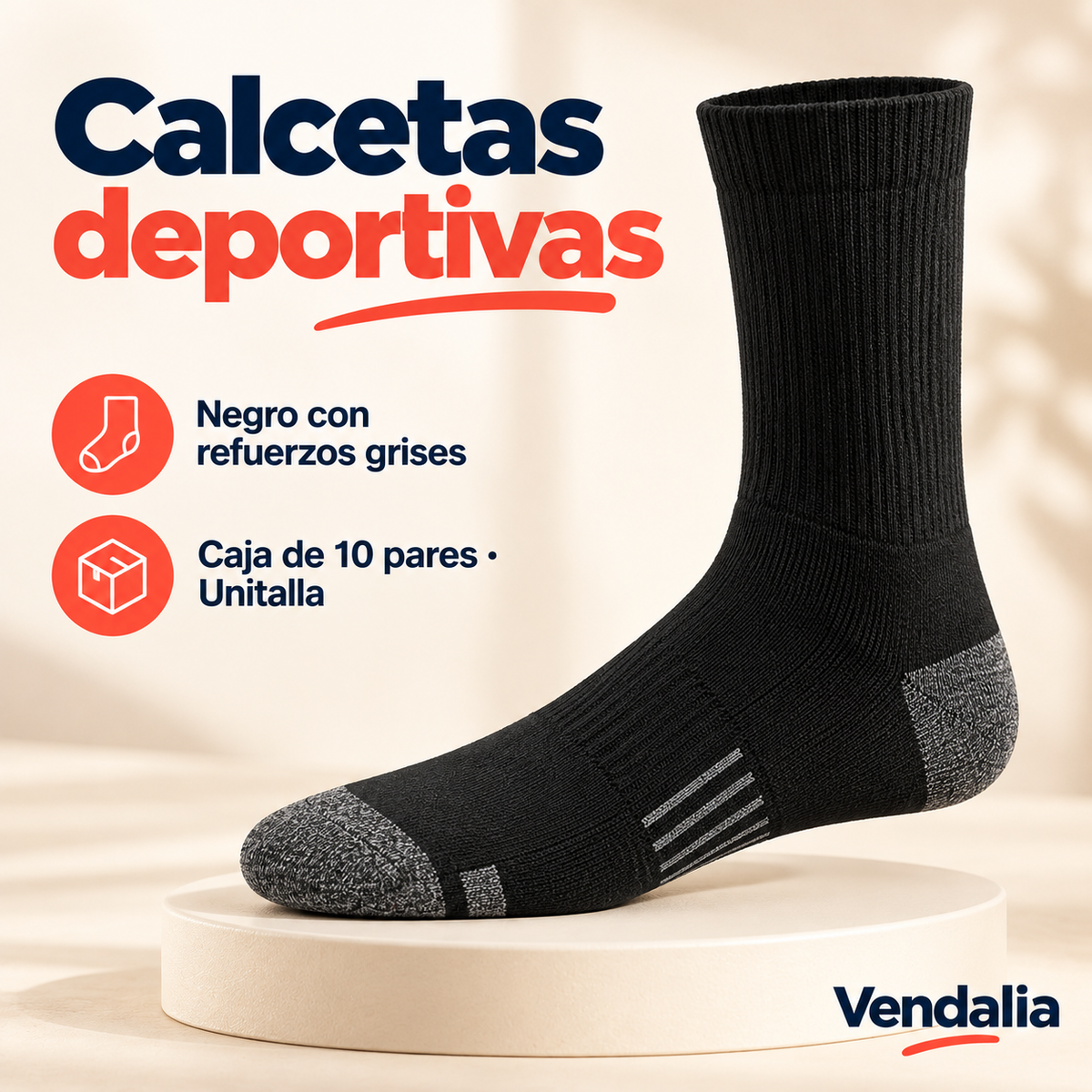 Calcetas deportivas · presentación Vendalia · SKU 47120