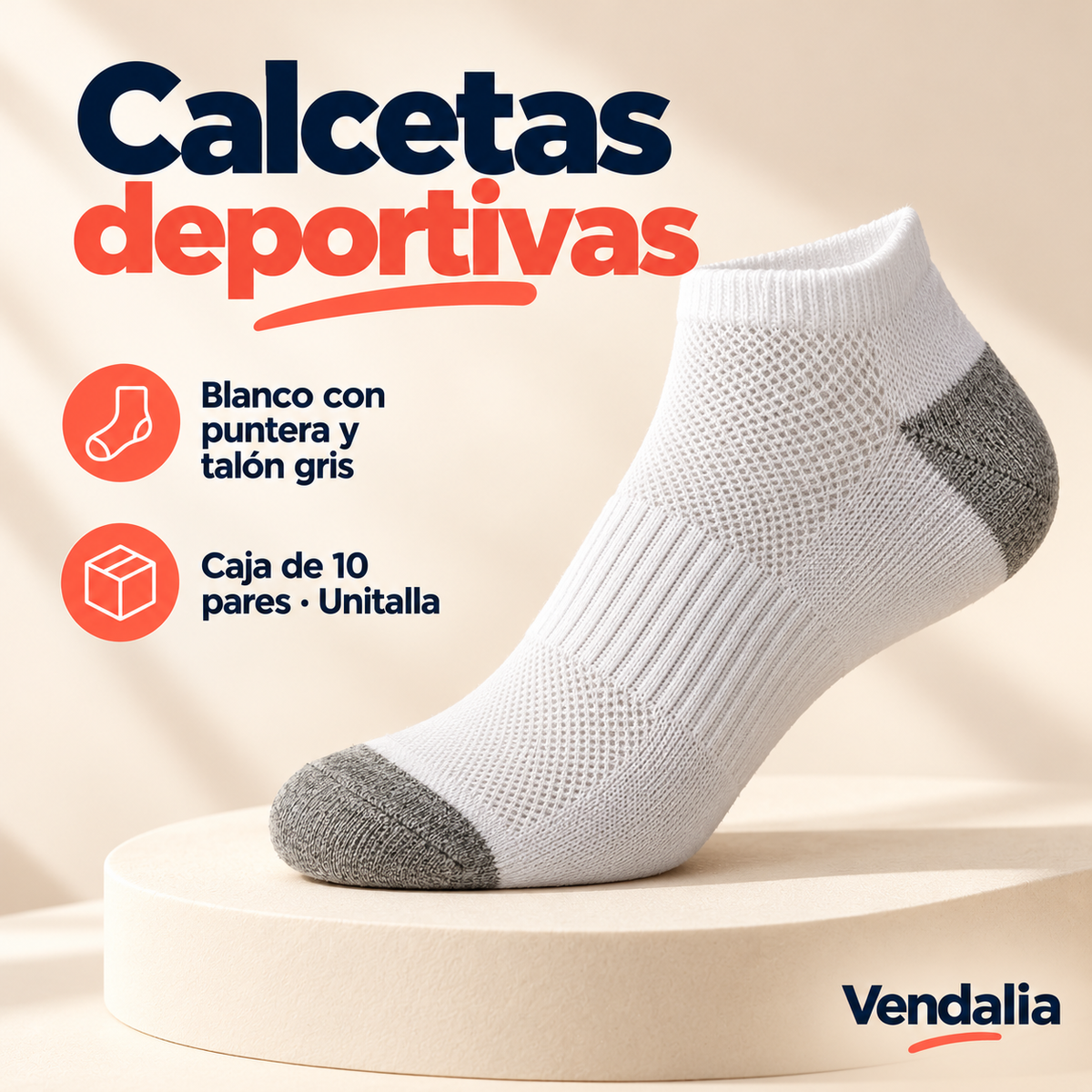 Calcetas deportivas · presentación Vendalia · SKU 47124