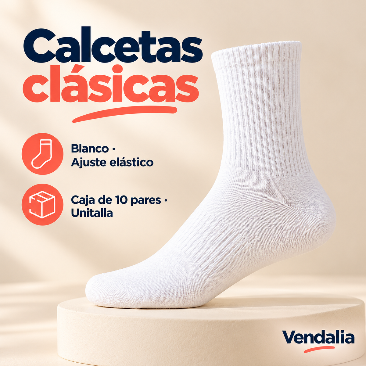 Calcetas clásicas · presentación Vendalia · SKU 47139