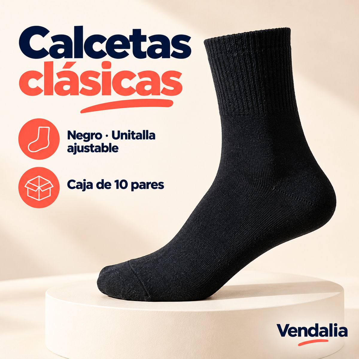 Calcetas clásicas · presentación Vendalia · SKU 47141