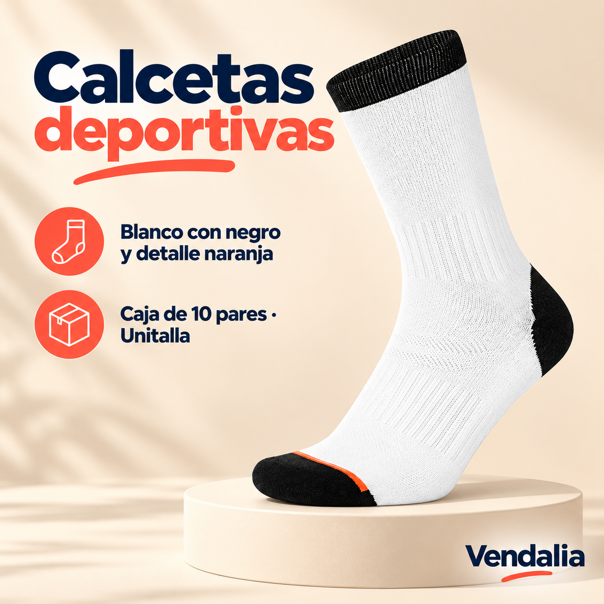 Calcetas deportivas · presentación Vendalia · SKU 47169