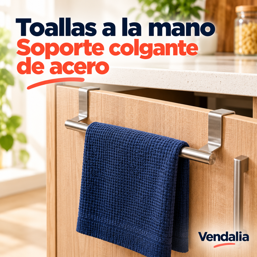 Soporte colgante para toallas de Acero Inoxidable · Portada Vendalia · SKU 47297