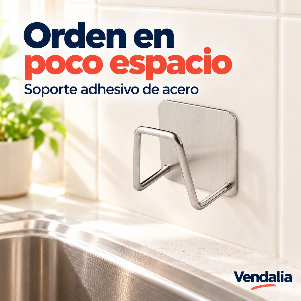Soporte adhesivo de acero inoxidable — Vendalia