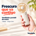 Ventilador portátil beige claro con correa, portada — Vendalia
