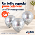 Globos cromados plateados, bolsa de 50 sin inflar — Vendalia