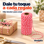 Hilo Bicolor Rojo con Blanco para Manualidades · Portada Vendalia · SKU 47616