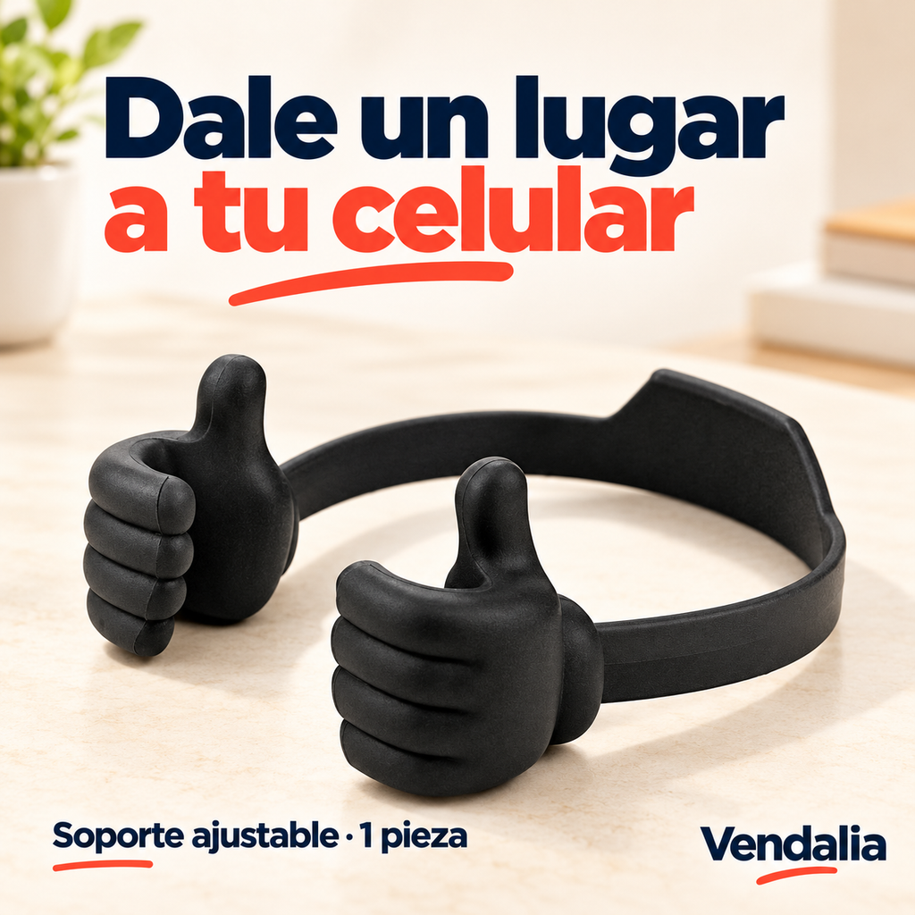 Soporte negro de manos para celular, portada — Vendalia