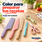 Juego de cuatro cuchillos, pelador y tijeras · portada Vendalia
