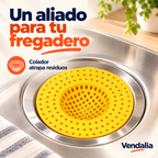 Colador amarillo para fregadero; portada Vendalia. Fregadero no incluido.