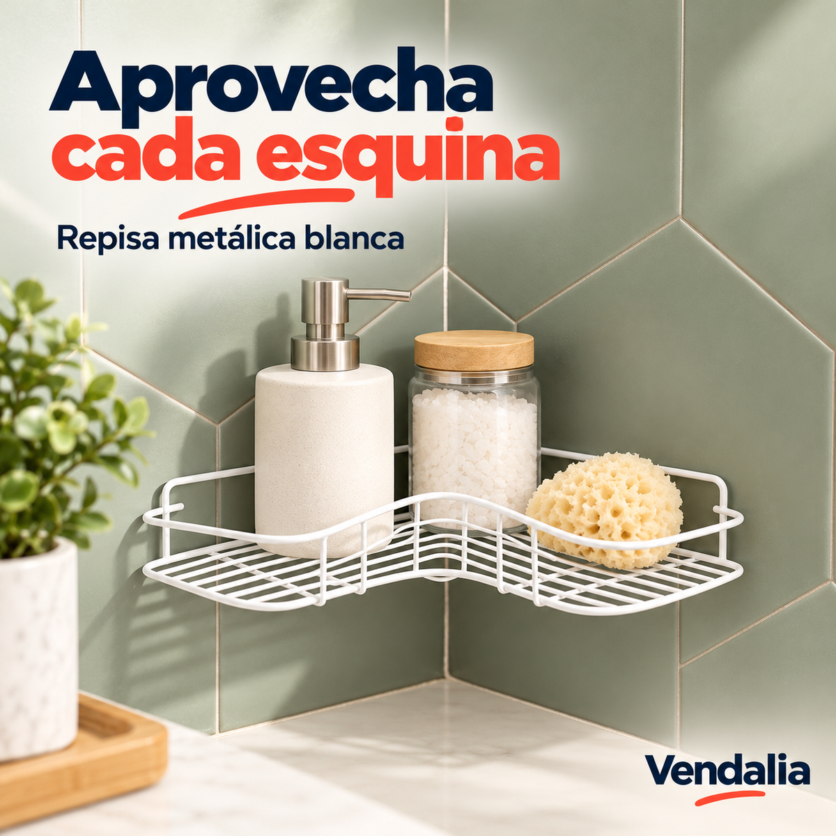 Repisa de Esquina Metálica blanca · Portada Vendalia · SKU 47672
