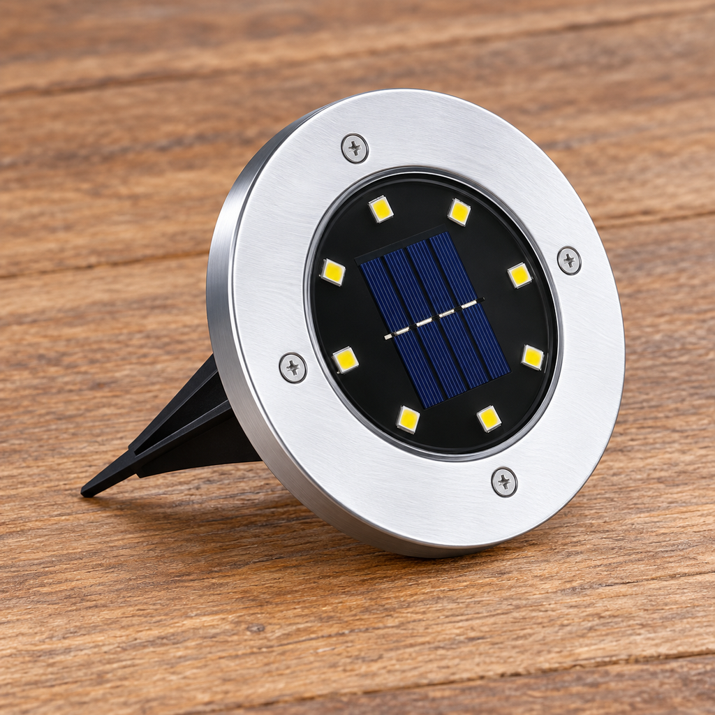 Lámpara solar de suelo — detalle de una pieza del paquete de cuatro