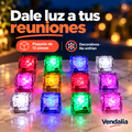 Cubos LED paquete de 12 — portada Vendalia — SKU 47749; presentación de 12 piezas, accesorios de ambientación no incluidos