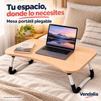 Mesa portátil de madera clara con patas plegables — portada Vendalia
