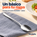 Cuchara de mesa plateada de acero inoxidable; portada Vendalia, venta por pieza.