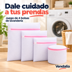 Juego blanco y rosa de cuatro bolsas de lavandería — portada Vendalia