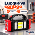 Linterna LED solar portátil negra y roja — Vendalia
