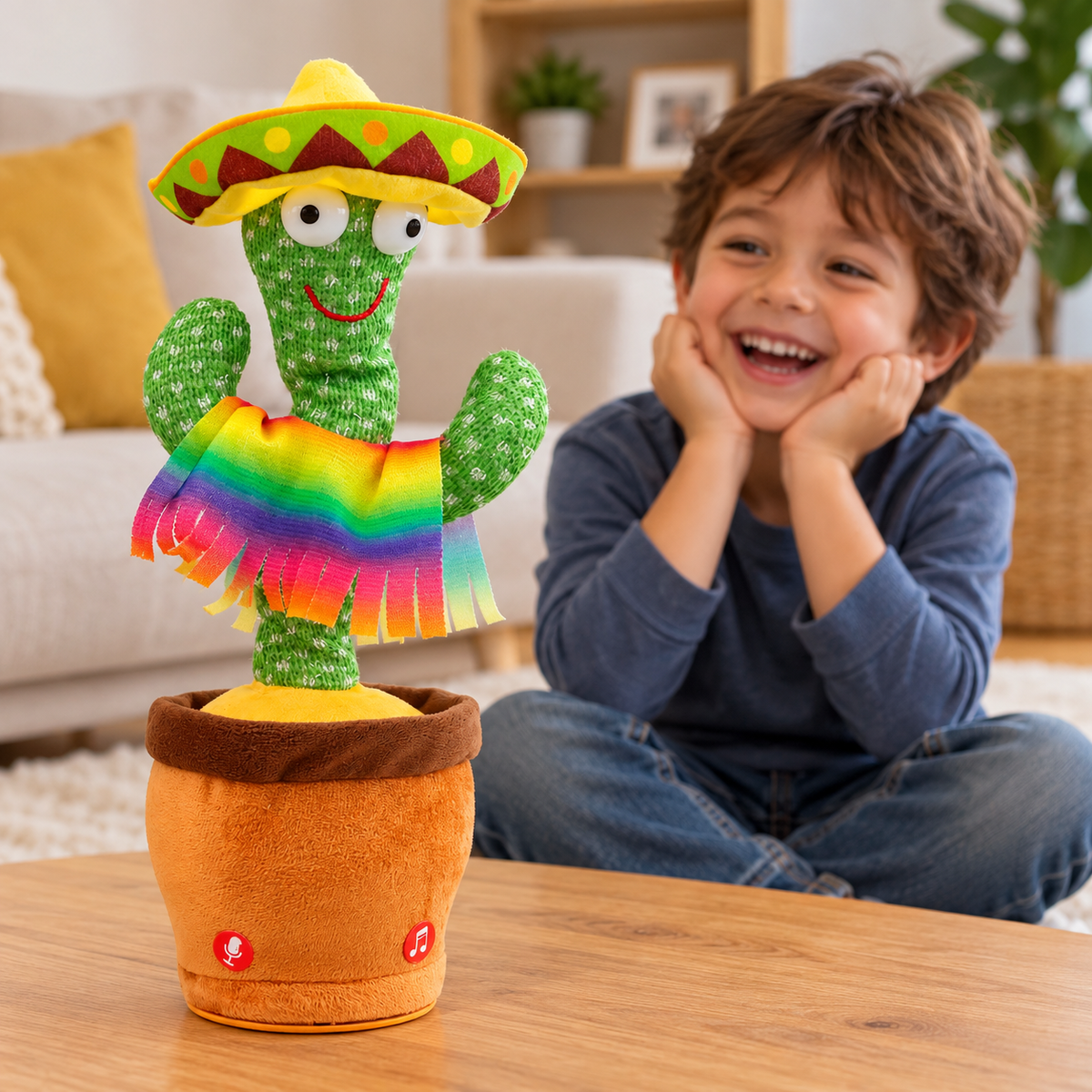 Vista en ambiente: Cactus bailarín musical. Ejemplo de surtido; envío al azar.