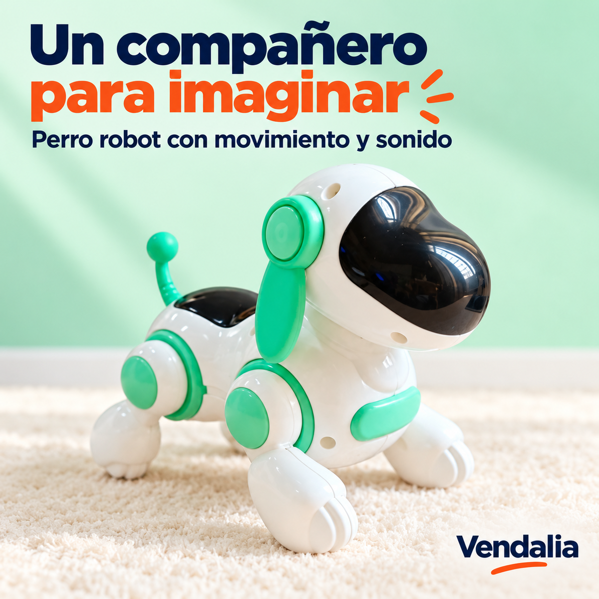 Portada Vendalia: Perro robot blanco con verde