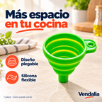 Embudo plegable verde — portada Vendalia — SKU 47892; color puede variar, accesorios no incluidos
