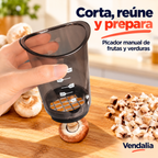 Picador manual con recipiente transparente y rejilla. Vendalia.