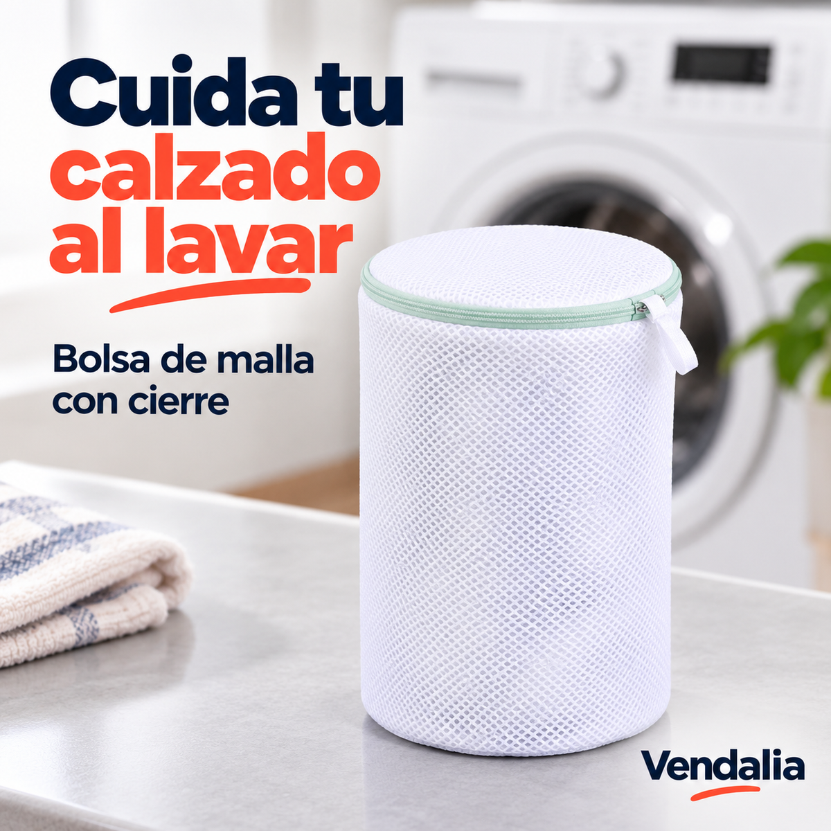 Bolsa blanca de malla para lavar zapatos — portada Vendalia