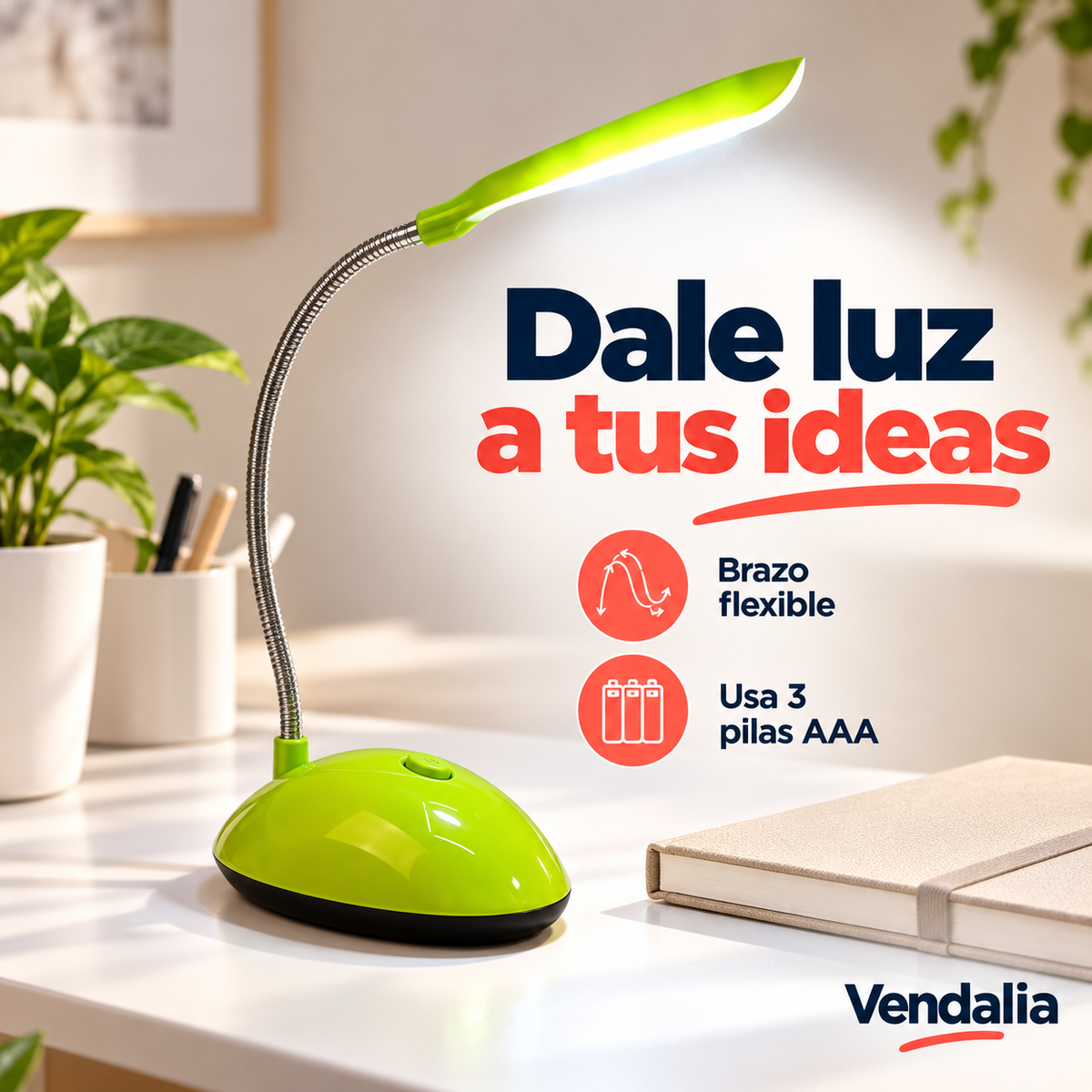 Lámpara LED verde — portada Vendalia