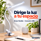 Portada Vendalia de Lámpara LED con Clip y Brazo Flexible