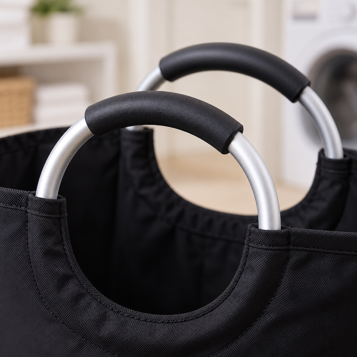 Detalle de asas y borde del cesto Laundry
