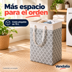 Cesto gris y blanco plegable de 75 litros — portada Vendalia