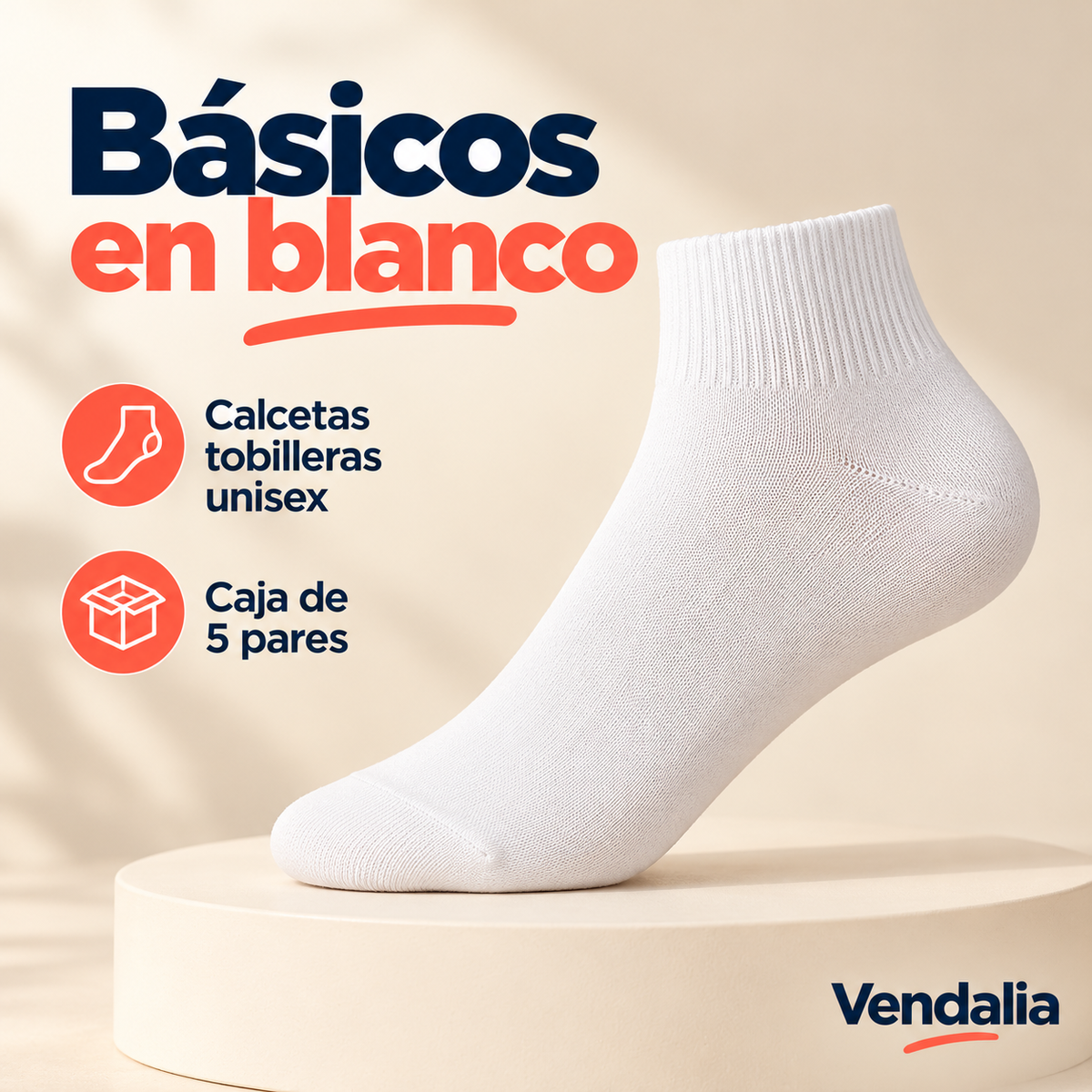 Básicos en blanco · presentación Vendalia · SKU 49839