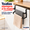 Soporte colgante negro de doble barra para toallas — portada Vendalia