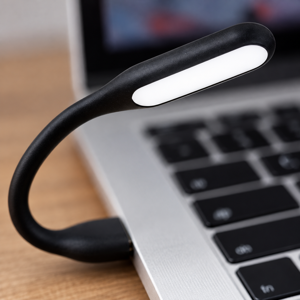 Lámpara USB flexible negra — detalle