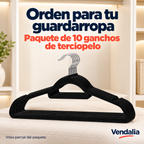 Ganchos de Terciopelo Antideslizantes · Paquete de 10 piezas · Portada Vendalia · SKU 50479