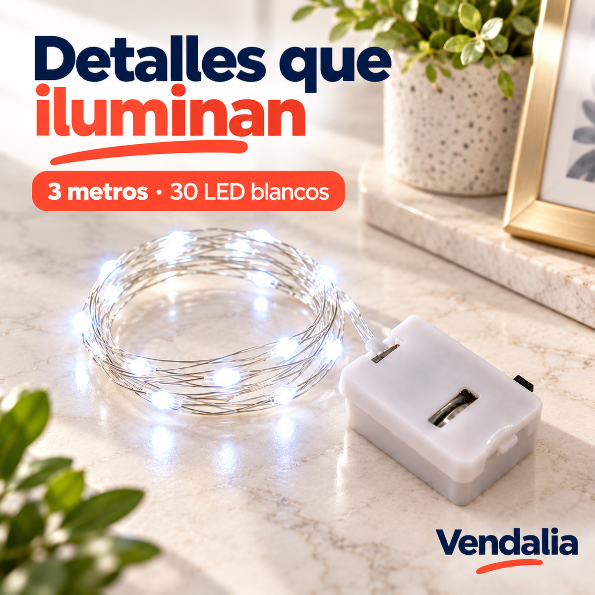 Portada Vendalia de Serie de Luces con 30 LED Blanca