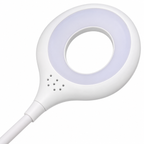 Lámpara blanca USB de anillo con cuello flexible; base no incluida — detalle