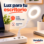 Lámpara blanca USB de anillo con cuello flexible; base no incluida — Vendalia