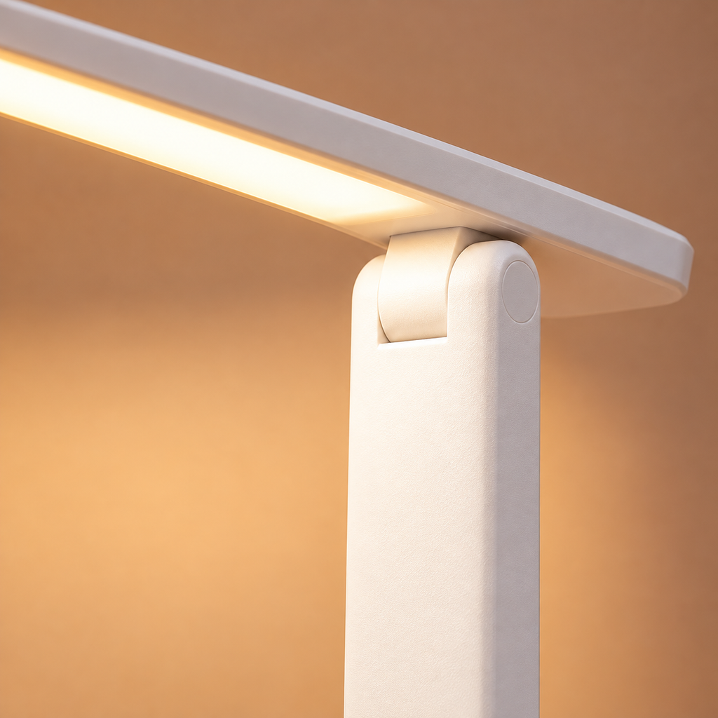 Lámpara blanca de escritorio plegable — detalle