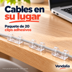 Clips Organizadores de Cable (20 piezas) · Portada Vendalia · SKU 50687