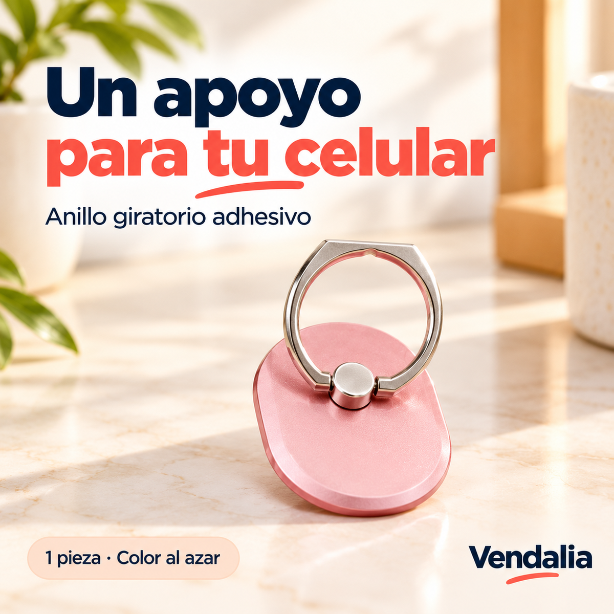 Soporte anillo giratorio, ejemplo rosa; 1 pieza, color enviado al azar — Vendalia
