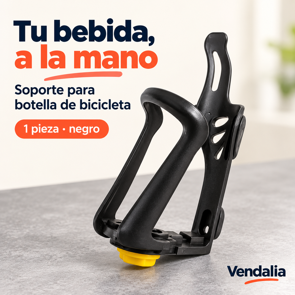 Soporte negro para botella de bicicleta, portada — Vendalia