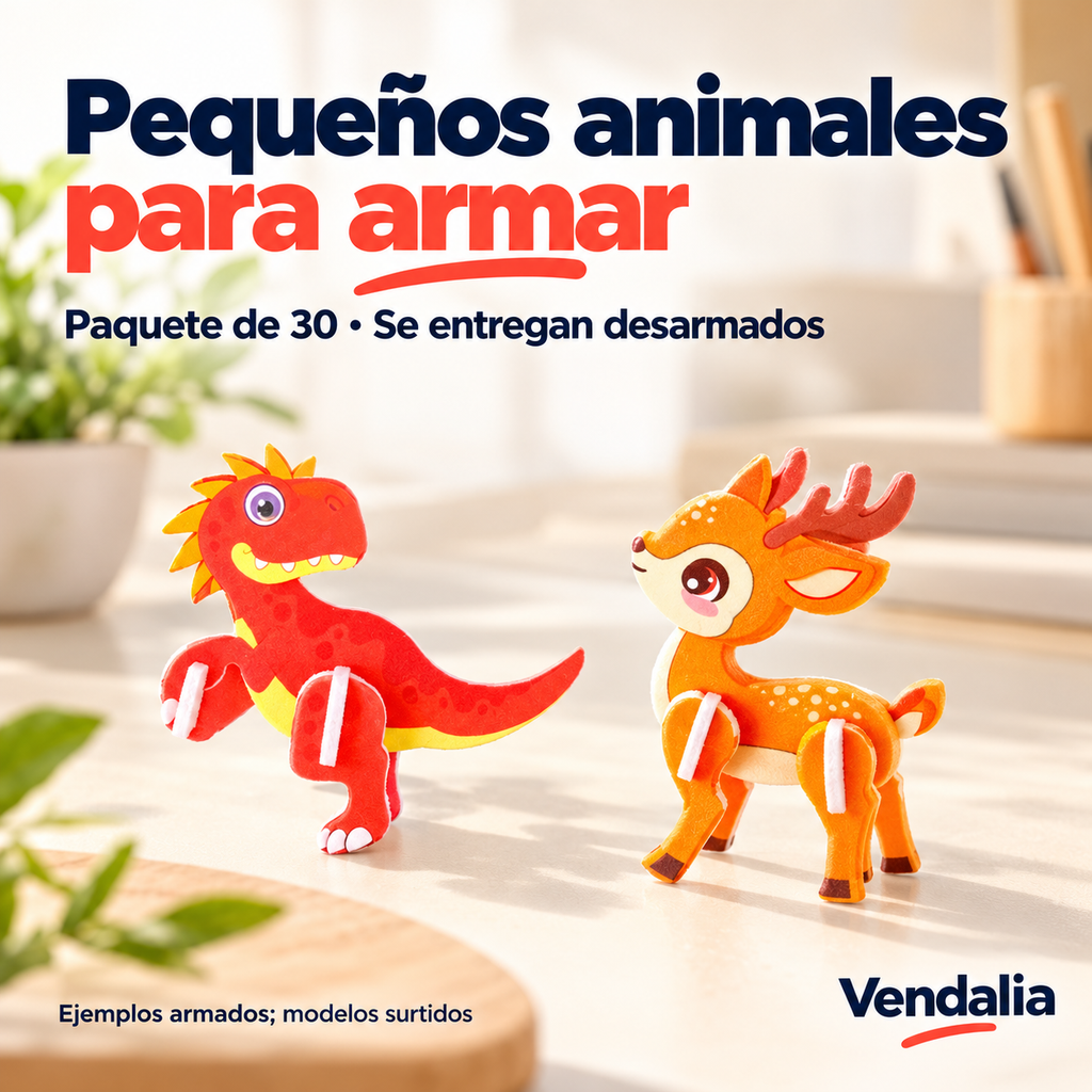 Portada Vendalia de Mini Animales Armables · Paquete de 30 piezas