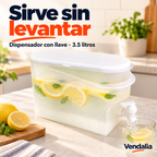 Dispensador blanco translúcido de 3.5 litros con llave. Vendalia.