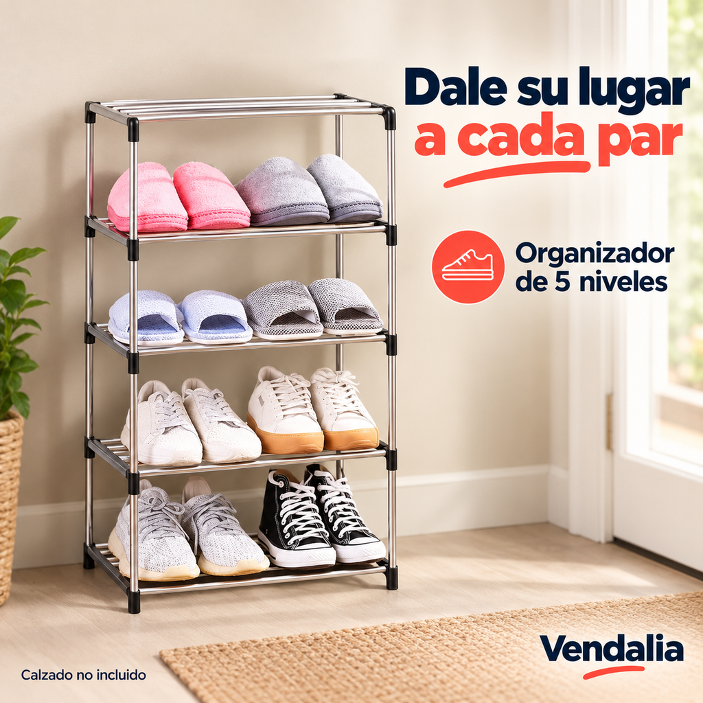 Zapatero metálico de cinco niveles — portada Vendalia