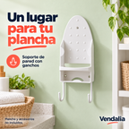 Soporte blanco de pared para plancha y cable — portada Vendalia