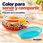 Canastillas ovaladas de colores surtidos para servir alimentos. Vendalia.